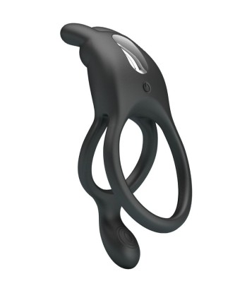 PRETTY LOVE - SETH DOBLE ANILLO VIBRADOR RABBIT 7 VIBRACIONES NEGRO