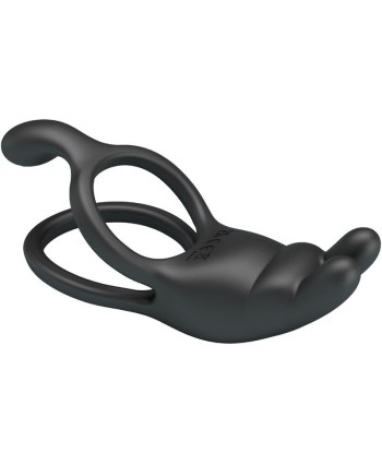 PRETTY LOVE - SETH DOBLE ANILLO VIBRADOR RABBIT 7 VIBRACIONES NEGRO