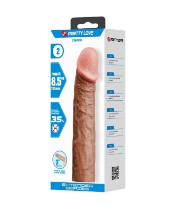 PRETTY LOVE - DEREK FUNDA PENE CON EXTENSIÓN DE 7.6 CM MULATO