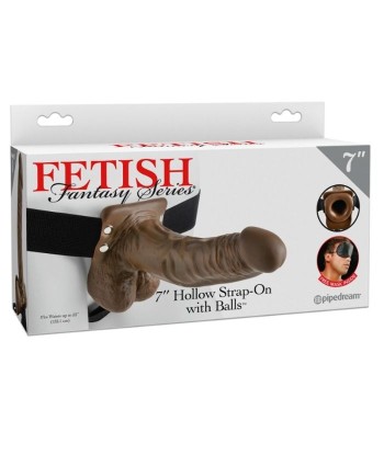 FETISH FANTASY SERIES - STRAP-ON HUECO CON TESTÍCULOS 17.8 CM