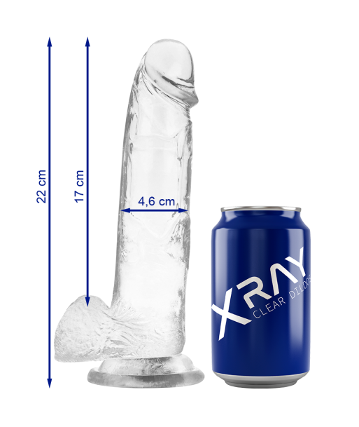 X RAY - CLEAR DILDO REALISTA TRANSPARENTE 22 CM -O- 4.6 CM X RAY - CLEAR DILDO REALISTA TRANSPARENTE 22 CM -O- 4.6 CM