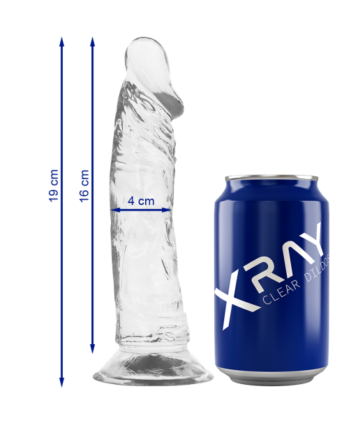 X RAY - CLEAR DILDO TRANSPARENTE 19 CM -O- 4 CM X RAY - CLEAR DILDO TRANSPARENTE 19 CM -O- 4 CM