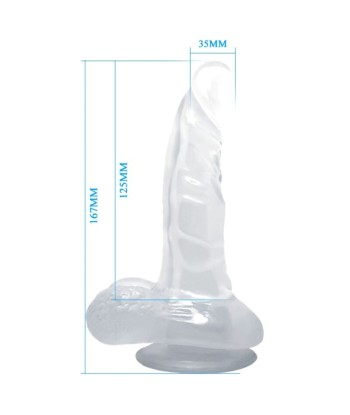 BAILE - DILDO REALÍSTICO CON VENTOSA Y TESTÍCULOS 16.7 CM TRANSPARENTE