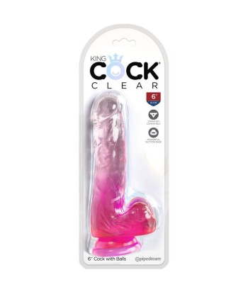 KING COCK - CLEAR PENE REALÍSTICO CON TESTÍCULOS 13.5 CM ROSA
