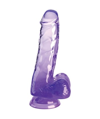 KING COCK - CLEAR PENE REALÍSTICO CON TESTÍCULOS 13.5 CM MORADO