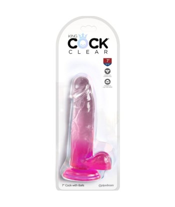 KING COCK - CLEAR PENE REALÍSTICO CON TESTÍCULOS 15.2 CM ROSA