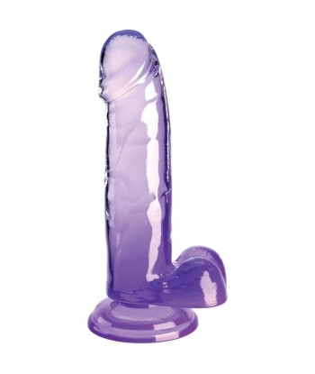 KING COCK - CLEAR PENE REALÍSTICO CON TESTÍCULOS 15.2 CM MORADO