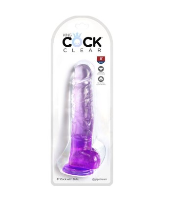 KING COCK - CLEAR PENE REALÍSTICO CON TESTÍCULOS 16.5 CM MORADO