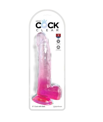 KING COCK - CLEAR DILDO CON TESTÍCULOS 20.3 CM ROSA