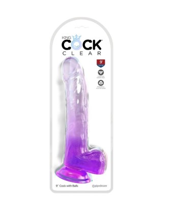 KING COCK - CLEAR DILDO CON TESTÍCULOS 20.3 CM MORADO