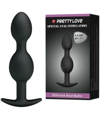 PRETTY LOVE - BOLAS ANALES SILICONA 12.5 CM NEGRO