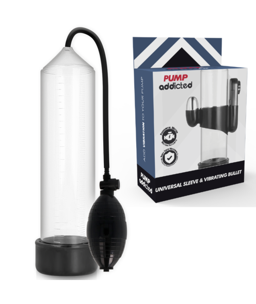 PUMP ADDICTED - BOMBA ERECCIÓN RX3 TRANSPARENTE CON VIBRADOR PUMP ADDICTED - BOMBA ERECCIÓN RX3 TRANSPARENTE CON VIBRADOR