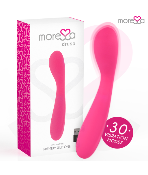 MORESSA - DRUSO MASAJEADOR DUO PUNTO G Y SUERO PELVICO PREMIUM SILICONE RECARGABLE