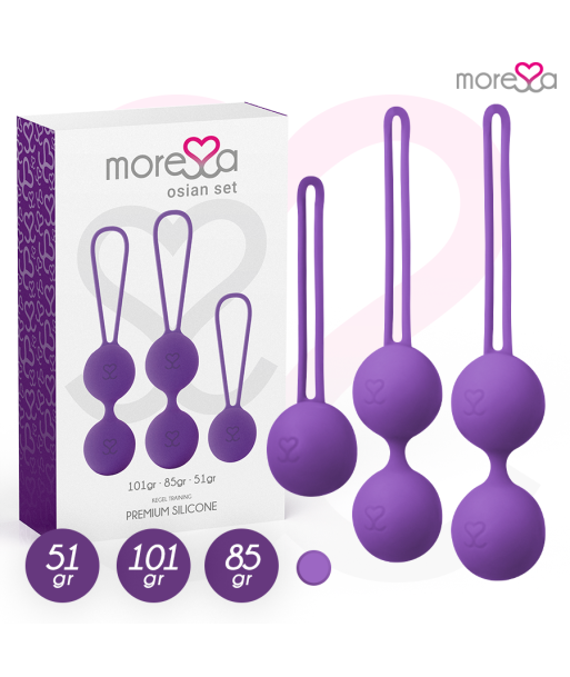 MORESSA - OSIAN SET Osian One 51 Gr - Osian Two 101 Gr - Osian Three 85 gr PREMIUM SILICONA LILA MORESSA - OSIAN SET Osian One 51 Gr - Osian Two 101 Gr - Osian Three 85 gr PREMIUM SILICONA LILA