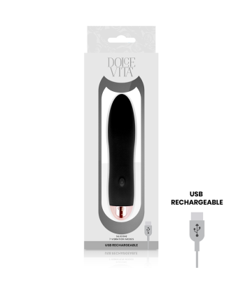 DOLCE VITA - VIBRADOR RECARGABLE FOUR NEGRO 7 VELOCIDADES