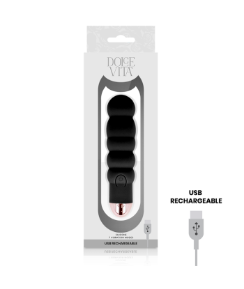 DOLCE VITA - VIBRADOR RECARGABLE SIX NEGRO 7 VELOCIDADES