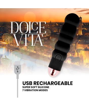 DOLCE VITA - VIBRADOR RECARGABLE SIX NEGRO 7 VELOCIDADES