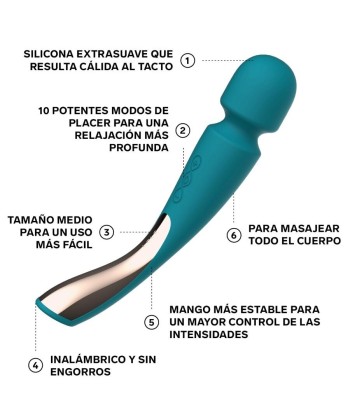 LELO - MASAJEADOR SMART MEDIUM WAND 2 VERDE AGUA LELO - MASAJEADOR SMART MEDIUM WAND 2 VERDE AGUA