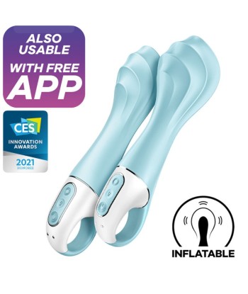 SATISFYER - AIR PUMP VIBRATOR 5 VIBRADOR PUNTO G INFLABLE APP AZUL