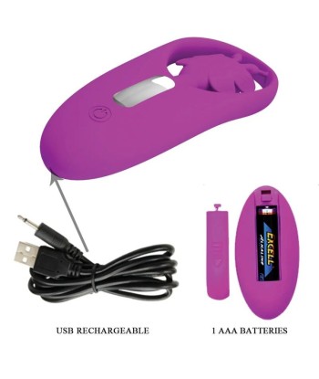 PRETTY LOVE - DANCING BUTTERFLY ESTIMULADOR PARA BRAGUITA CON CONTROL REMOTO LILA