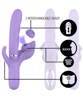 INTENSE - BILLIE VIBRADOR MULTIFUNCIÓN RECARGABLE ONDAS ESTIMULADORAS CON PULSADOR MORADO