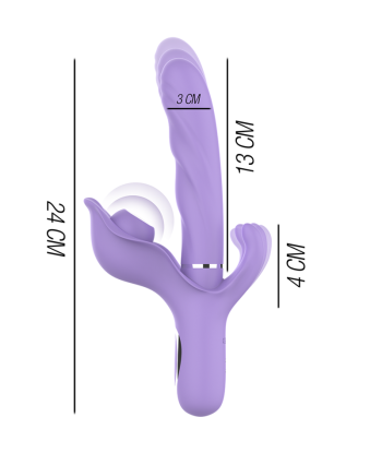 INTENSE - BILLIE VIBRADOR MULTIFUNCIÓN RECARGABLE ONDAS ESTIMULADORAS CON PULSADOR MORADO