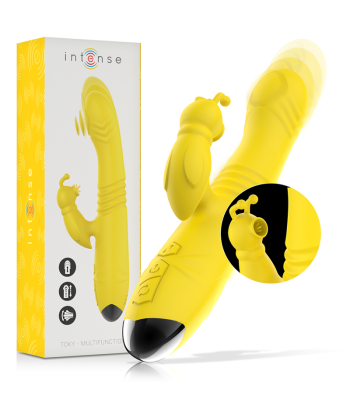 INTENSE - TOKY VIBRADOR MULTIFUNCIÓN RECARGABLE UP and DOWN CON ESTIMULADOR DE CLITORIS AMARILLO