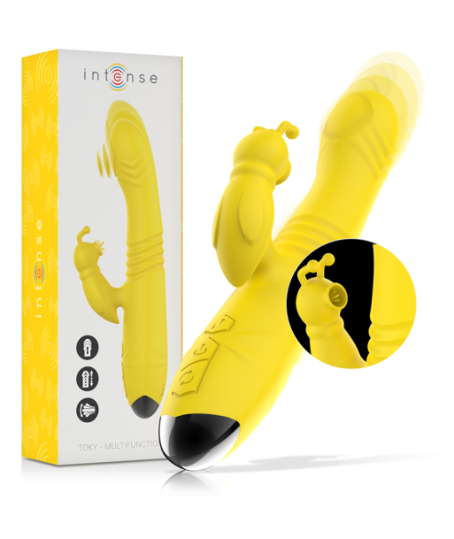 INTENSE - TOKY VIBRADOR MULTIFUNCIÓN RECARGABLE UP and DOWN CON ESTIMULADOR DE CLITORIS AMARILLO INTENSE - TOKY VIBRADOR MULTIFUNCIÓN RECARGABLE UP and DOWN CON ESTIMULADOR DE CLITORIS AMARILLO