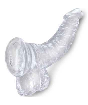 KING COCK - CLEAR PENE REALÍSTICO CURVADO CON TESTÍCULOS 16.5 CM TRANSPARENTE