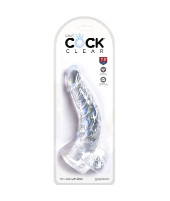 KING COCK - CLEAR PENE REALÍSTICO CURVADO CON TESTÍCULOS 16.5 CM TRANSPARENTE