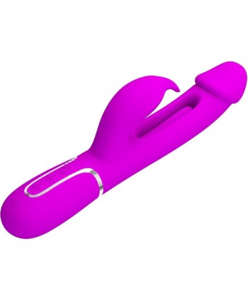 PRETTY LOVE - KAMPAS VIBRADOR RABBIT 3 EN 1 MULTIFUNCIÓN CON LENGUA FUCSIA