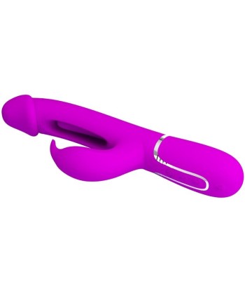 PRETTY LOVE - KAMPAS VIBRADOR RABBIT 3 EN 1 MULTIFUNCIÓN CON LENGUA FUCSIA