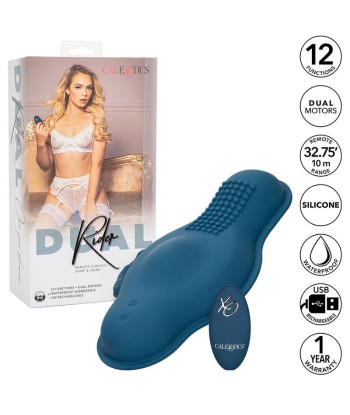 CALEXOTICS - RIDER MASAJEADOR DOBLE MOTOR CONTROL REMOTO AZUL