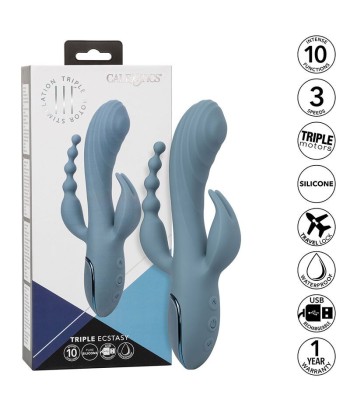 CALEXOTICS - VIBRADOR TRIPLE ÉXTASIS GRIS