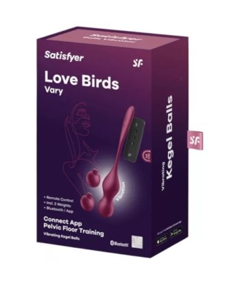 SATISFYER - LOVE BIRDS VARY BOLAS VIBRADORES APP GRATUITA ROJO VINO