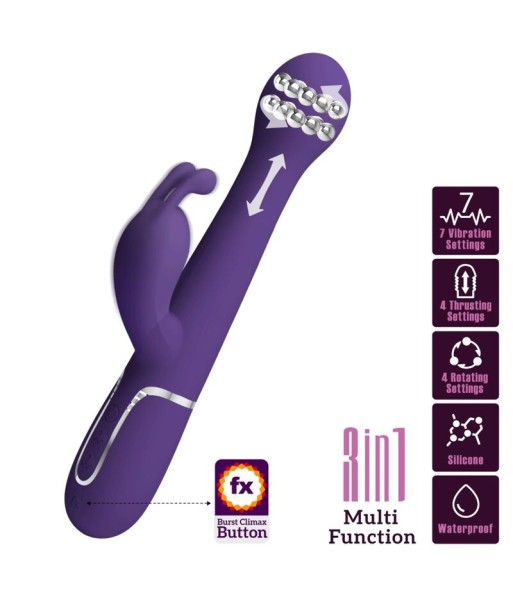 PRETTY LOVE - DEJON VIBRADOR RABBIT 3 EN 1 MULTIFUNCIÓN MORADO