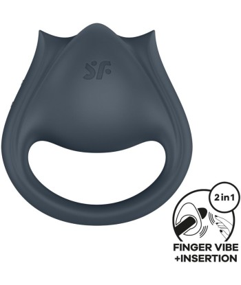 SATISFYER - PERFECT PAIR 2 MULTIVIBRADOR 2 EN 1 ANILLO PARA PENE and ESTIMULADOR DE DEDO GRIS