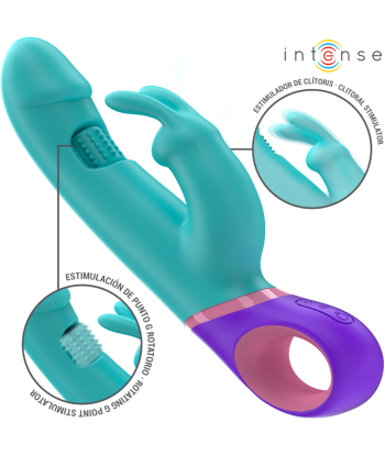 INTENSE - MÓNICA VIBRADOR RABBIT CON ESTIMULADOR ROTATORIO DEL PUNTO G AZUL