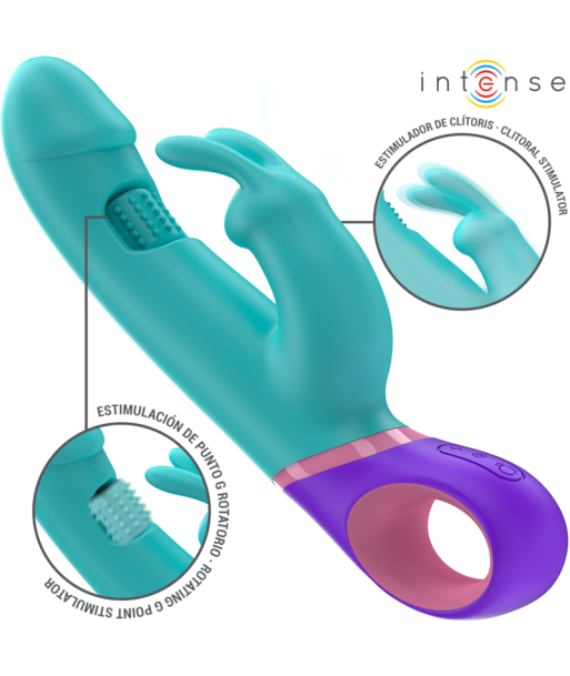 INTENSE - MÓNICA VIBRADOR RABBIT CON ESTIMULADOR ROTATORIO DEL PUNTO G AZUL