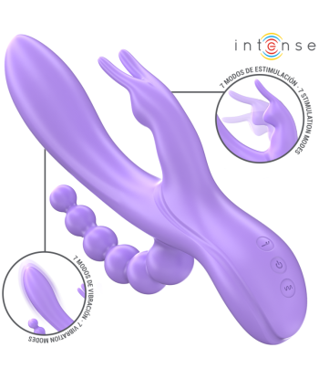 INTENSE - MIKO TRIPLE VIBRADOR RABBIT and ESTIMULADOR and ANAL 7 VIBRACIONES MORADO