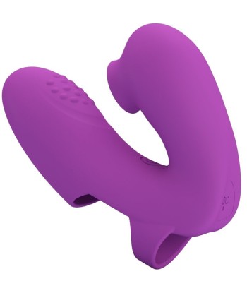 PRETTY LOVE - ATHENA VIBRADOR DE DEDO CON ESTIMULADOR CLÍTORIS MORADO