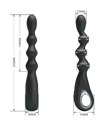 PRETTY LOVE - FEDERER VIBRADOR ANAL 12 VIBRACIONES NEGRO