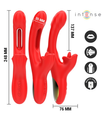 INTENSE - JESSICA VIBRADOR MULTIFUNCIÓN ESTIMULACIÓN CLÍTORIS 24.8 CM ROJO