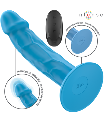 INTENSE - PHOEBE VIBRADOR REALÍSTICO 10 VIBRACIONES AZUL CONTROL REMOTO