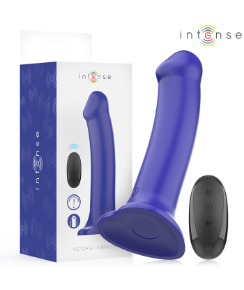 INTENSE - VICTORIA VIBRADOR CON VENTOSA 10 VIBRACIONES AZUL OSCURO CONTROL REMOTO