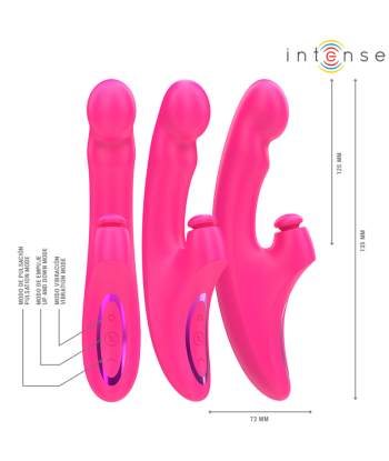 INTENSE - EMI VIBRADOR 13,5 CM MULTIFUNCIÓN 3 EN 1 10 VIBRACIONES ROSA