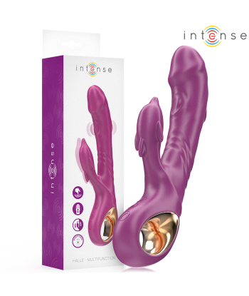 INTENSE - HALLE VIBRADOR MULTIFUNCIÓN CON LENGUA ESTIMULADORA EN FORMA DE DELFÍN MORADO
