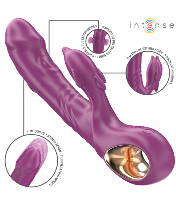 INTENSE - HALLE VIBRADOR MULTIFUNCIÓN CON LENGUA ESTIMULADORA EN FORMA DE DELFÍN MORADO