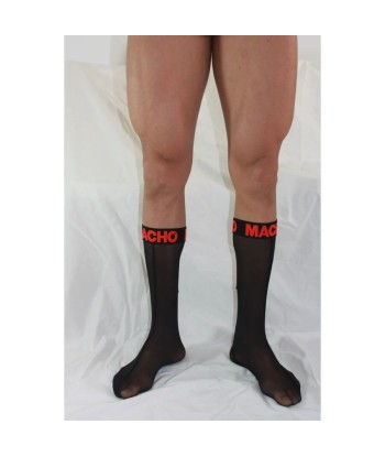 MACHO - CALCETINES FINOS NEGRO-ROJO TALLA ÚNICA