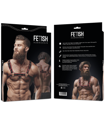 FETISH SUBMISSIVE ATTITUDE - ARNÉS ECOPIEL PECHO HOMBRE NEGRO-ROJO